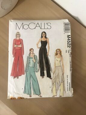Vintage McCall’s M4522 Misses’ Palazzo Pants & Overskirt Sewing Pattern 16–22